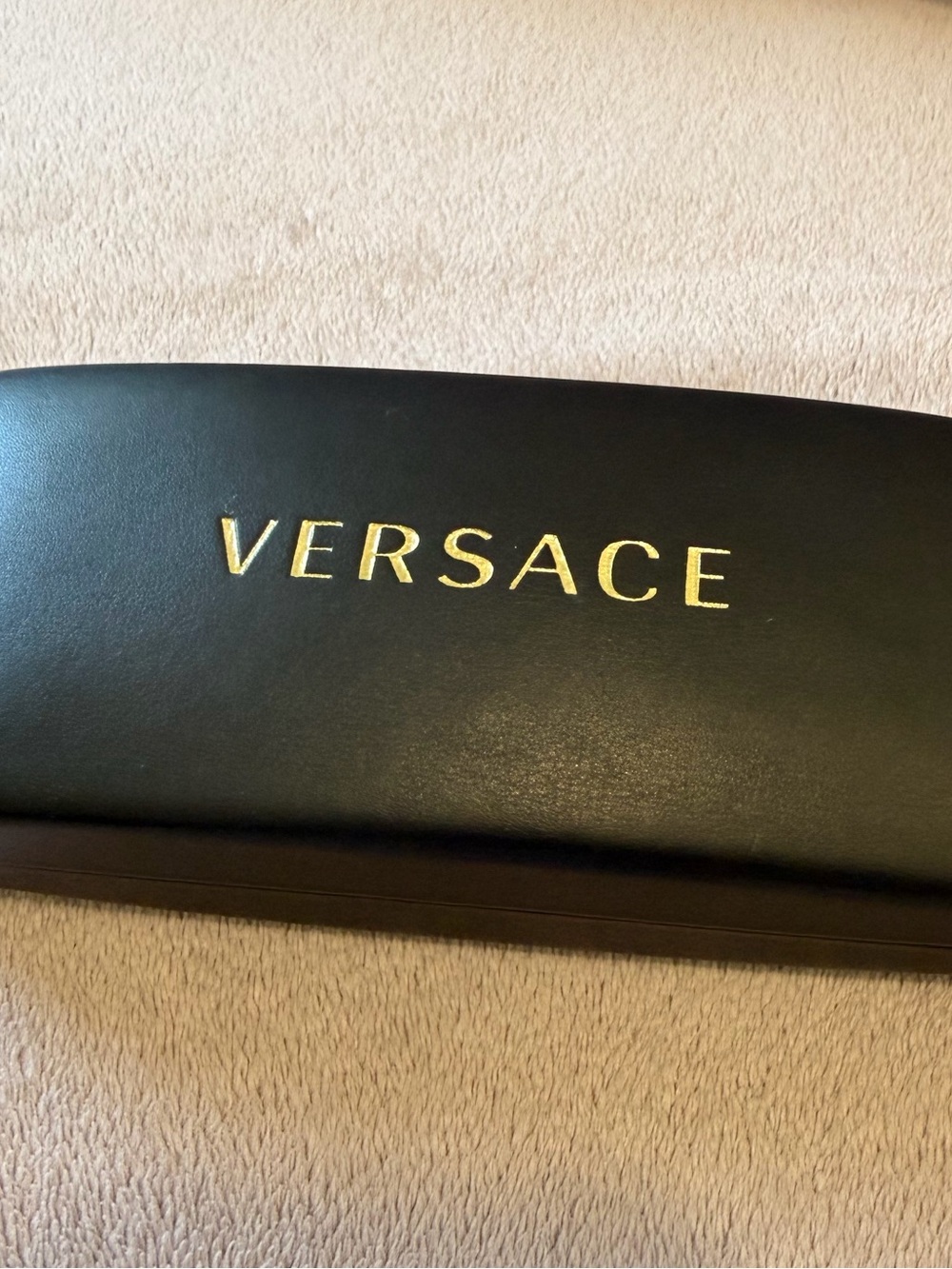Versace Black Eye Glasses Case with Gold Lettering